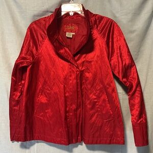 Live a Little Red Woman Full Zip Button Snaps Lined Car Coat Jacket Sz Sm (b2)